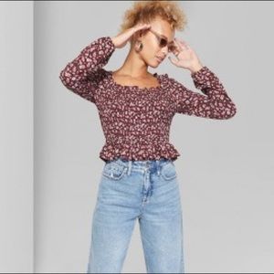 Wild Fabel Smocked Floral Top Size XXL